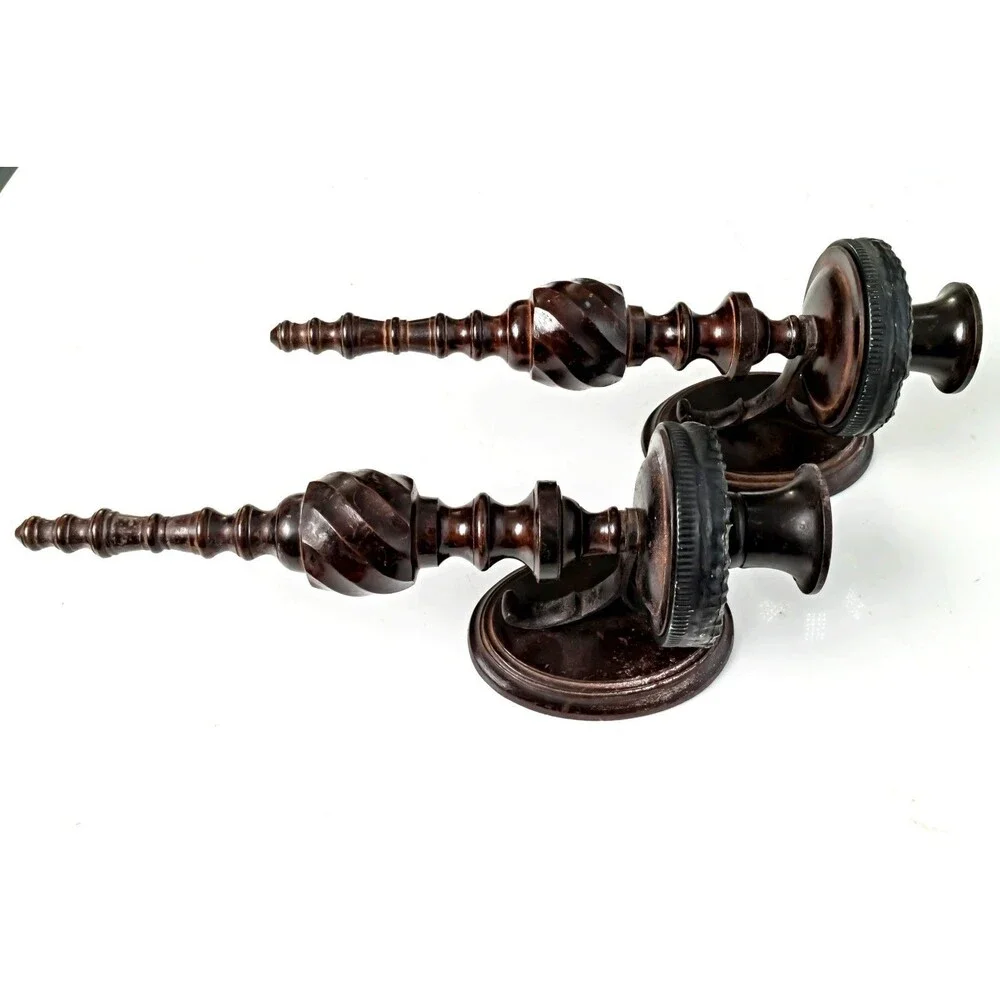 Gothic Metal Candle Holder Set Black Brass Wall Sconce Vintage - Medieval Decor